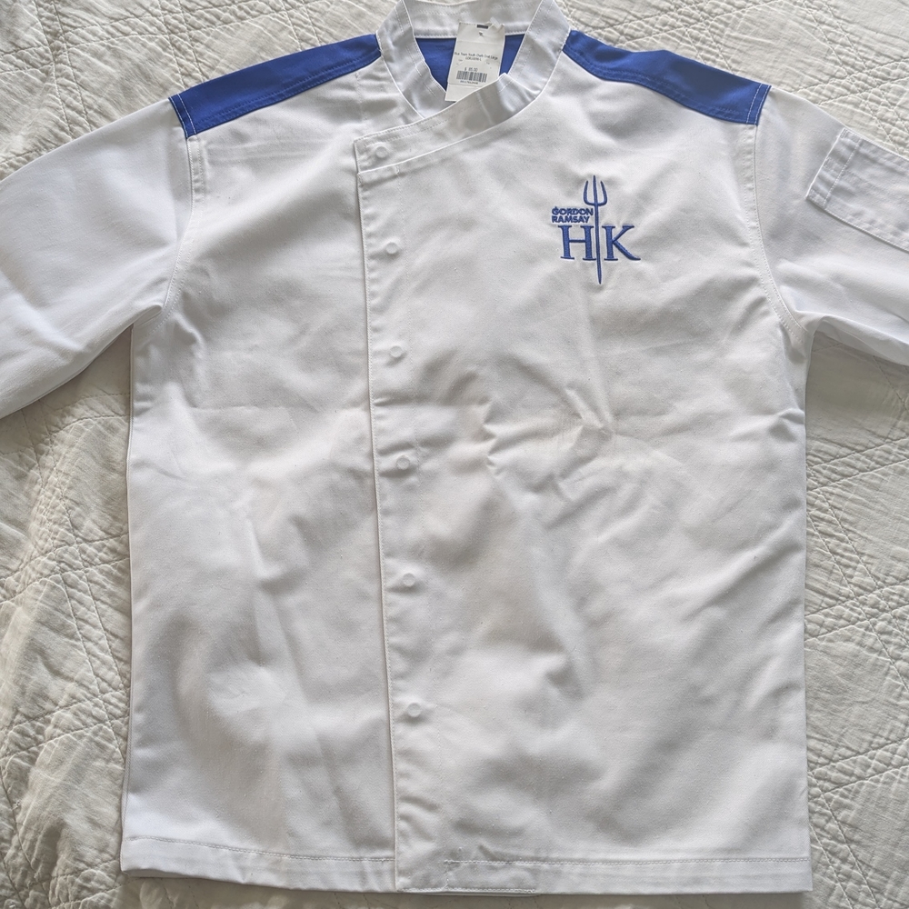 Hell's Kitchen White and Blue Chef Jacket